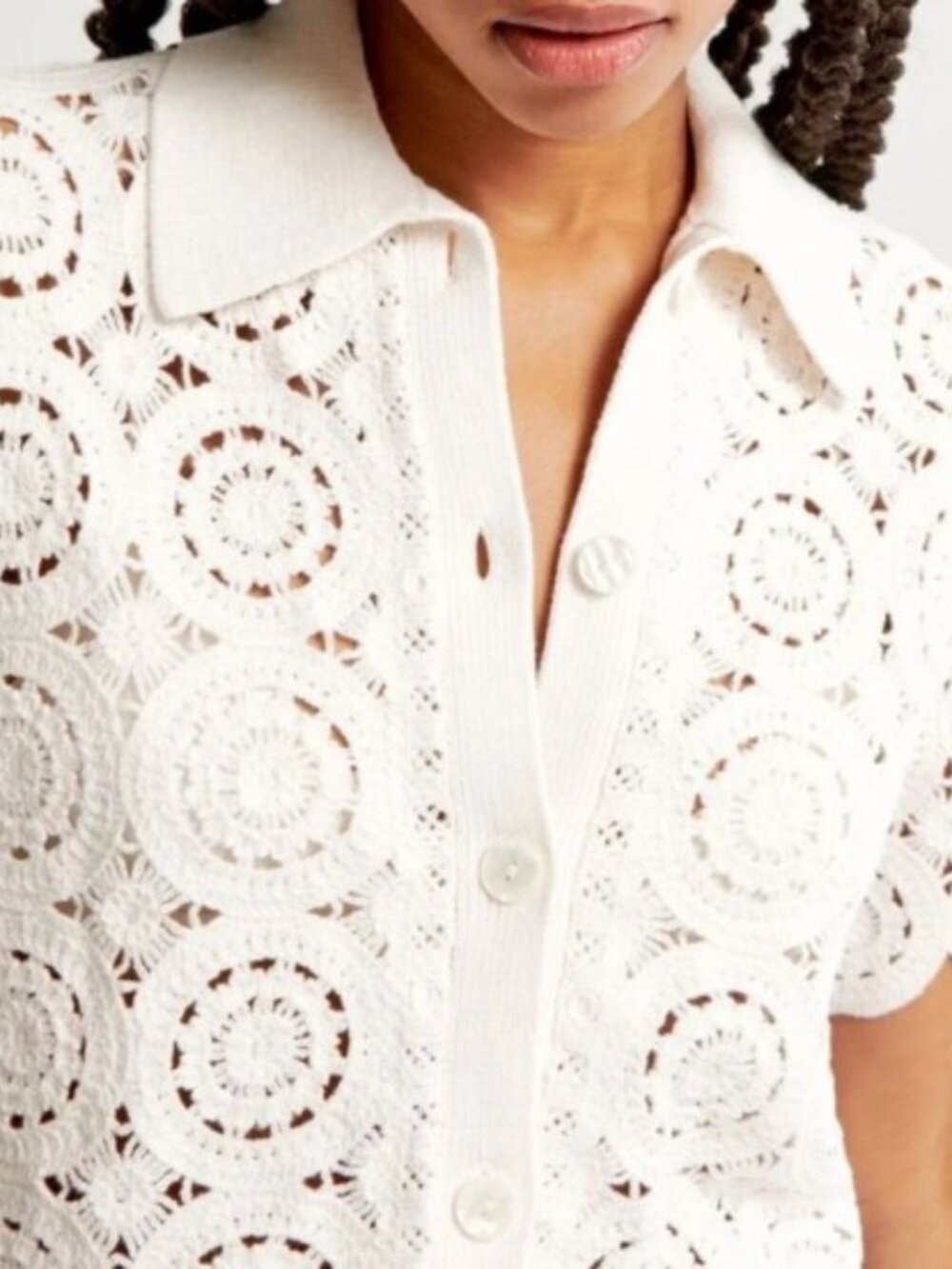 Crochet Short Sleeve Sweater Cardigan